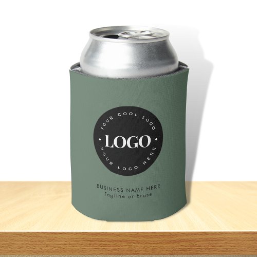 Sage Green Custom Business Company Logo Text Can Cooler