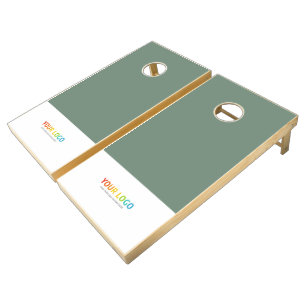 Sage Green Custom Business Logo and Text Modern Cornhole Set