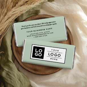 Sage Green Custom Business Logo Promo Hershey Bar Favors