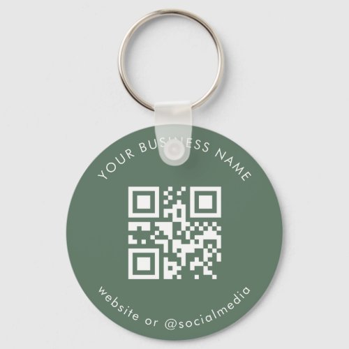 Sage Green Custom Business Qr Code Scan Keychain