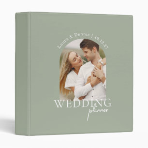 Sage Green Custom Couple Photo Wedding Planner 3 Ring Binder