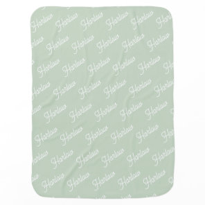 Sage Green Custom Kids Name Repeat Baby Blanket