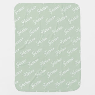 Sage Green Custom Kids Name Repeat Baby Blanket