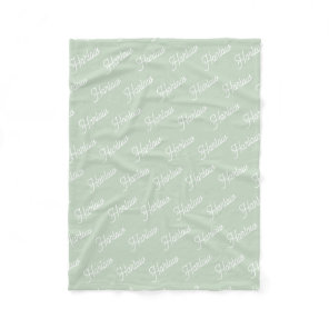 Sage Green Custom Kids Name Repeat Fleece Blanket