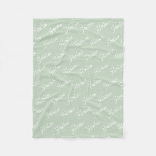Sage Green Custom Kids Name Repeat Fleece Blanket