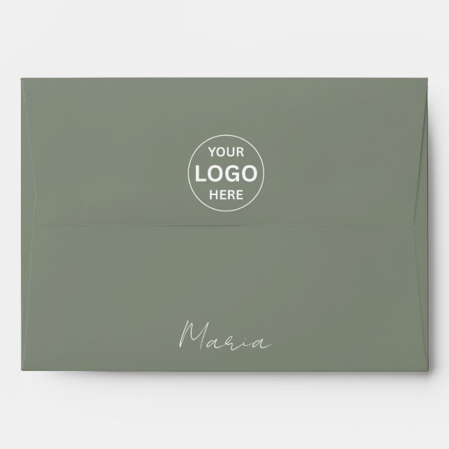 Sage Green Custom Logo Personalized Envelope (Back (Top Flap))
