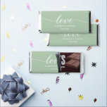 Sage Green Custom Love is Sweet Wedding Thank you Hershey Bar Favors<br><div class="desc">Add a touch of sweetness to your wedding favors with these customized Hershey's chocolate bars. Personalize the wrappers with the names of the bride and groom, the wedding date, and a discreet message on the back that expresses your gratitude: "You made our day extra sweet. Thank you for celebrating with...</div>