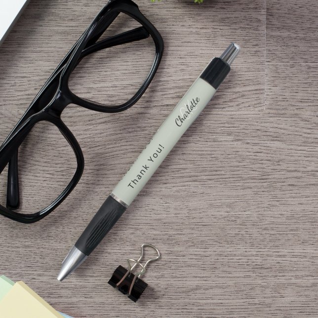 Sage green custom monogram name Thank You Pen (Creator Uploaded)