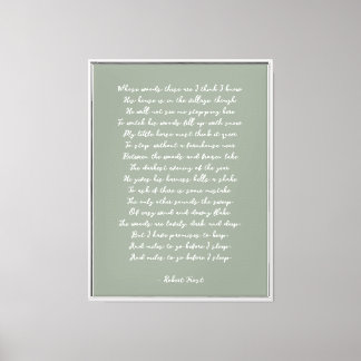 Sage Green Custom Poem Print on Canvas 