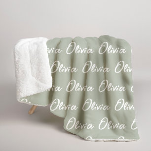 Sage Green Custom Sherpa Blanket for Mom or Nana