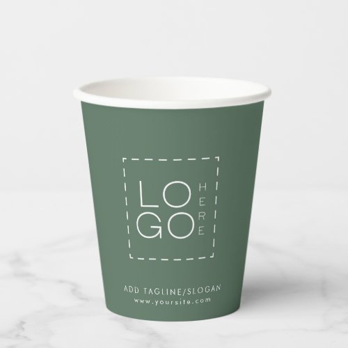 Sage Green Custom Square Business Logo Party  Paper Cups