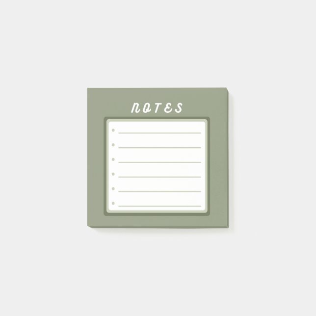Sage green cute bullet points  post-it notes (Front)