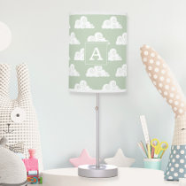 Sage Green Cute Cloud Pattern Monogram table lamp