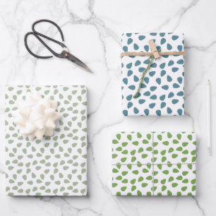 Sage Green cute floral Leaves pattern White gift Wrapping Paper Sheets