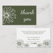 Sage Green Daisy Floral Thank You Card