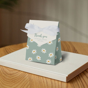 Sage Green Daisy Pattern Favor Boxes