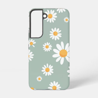 Sage Green Daisy Pattern Samsung Galaxy S22 Case