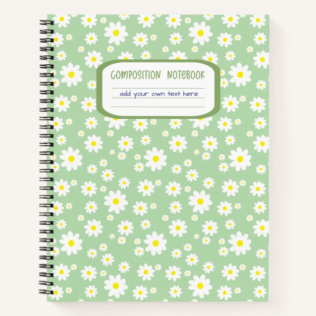Sage Green Daisy Print Composition Notebook (Front)