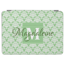 Sage Green Damask iPad Cover with Monogram