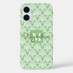 Sage Green Damask iPhone iPad Case with Monogram