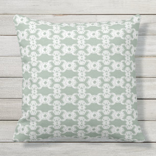 Sage Green Damask Outdoor Pillow