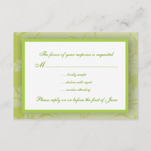 Sage Green Damask RSVP Card