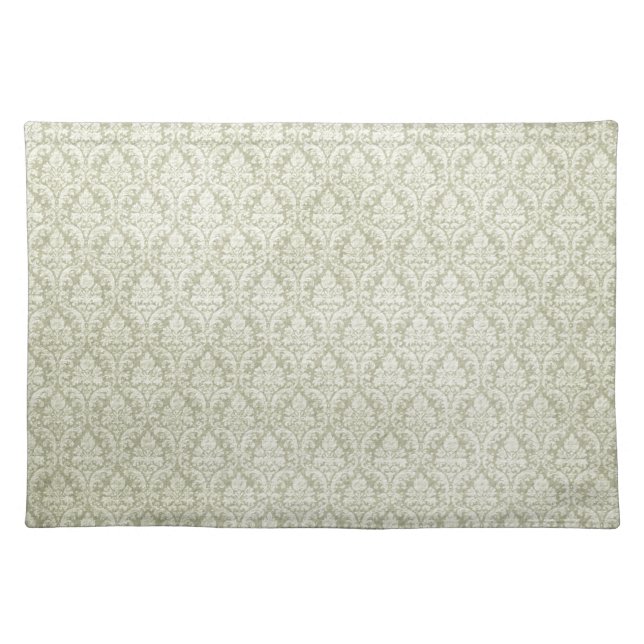 sage green damasks pattern background placemat (Front)