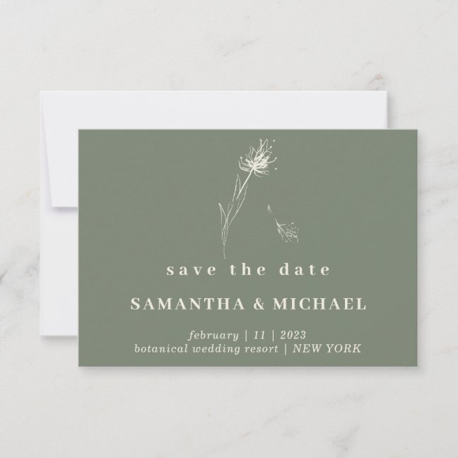 Sage Green Dandelion Floral Invitation