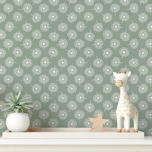 Sage Green Dandelion Wallpaper