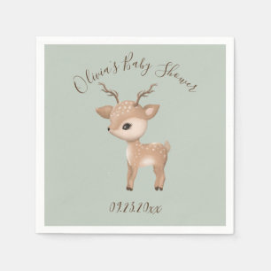 Sage Green Deer Baby Shower Napkins