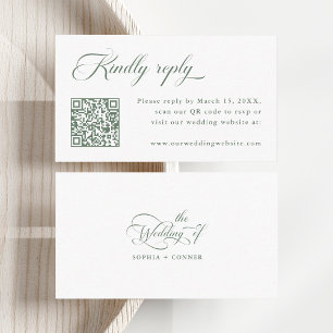 Sage Green Delicate Elegant Wedding RSVP Enclosure Card