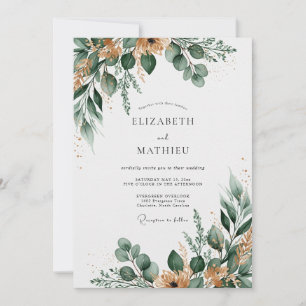 Sage Green Delicate Rustic Wedding Invitation