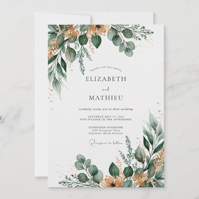 Sage Green Delicate Rustic Wedding Invitation (Front)