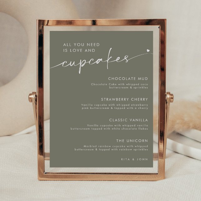 Sage Green Dessert Cupcake Menu Wedding Sign (Creator Uploaded)