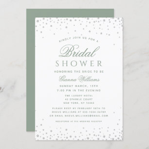 Sage Green Diamonds Modern Luxury Bridal Shower Invitation