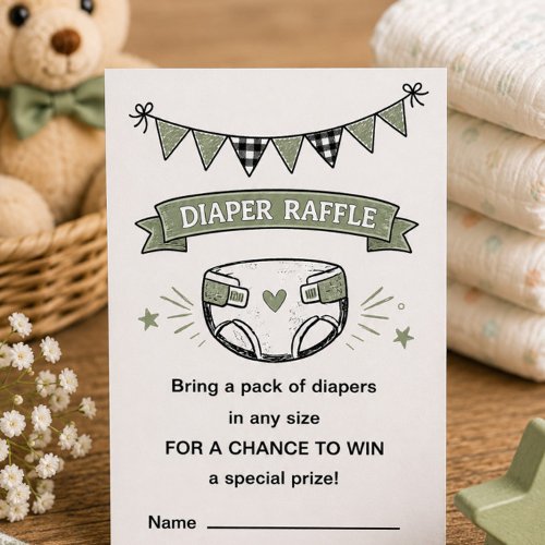 Sage Green Diaper Raffle Card
