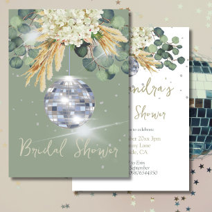 Sage Green Disco Ball Floral Bridal Shower Invitation