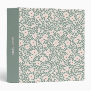 Sage Green Ditsy Floral Pattern 3 Ring Binder