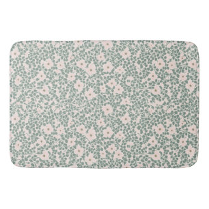 Sage Green Ditsy Floral Pattern Bath Mat