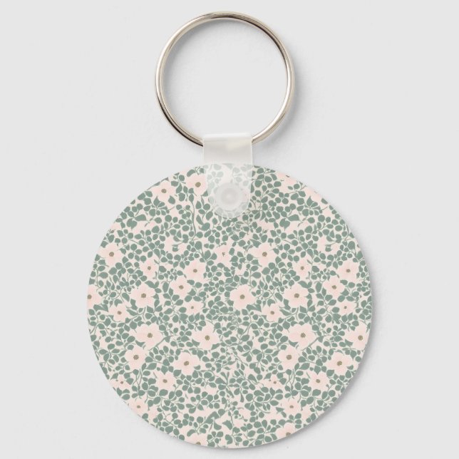 Sage Green Ditsy Floral Pattern Keychain (Front)