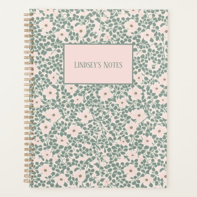 Sage Green Ditsy Floral Pattern Planner (Front)