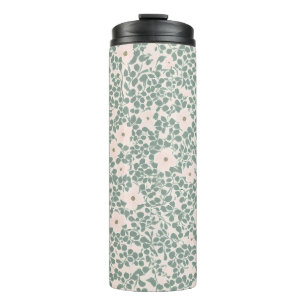 Sage Green Ditsy Floral Pattern Thermal Tumbler