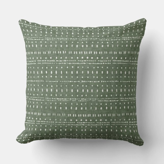 Sage Green Dots Throw Pillow (Front)