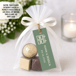 Sage Green Double Happiness Wedding tag (1x3 inch)