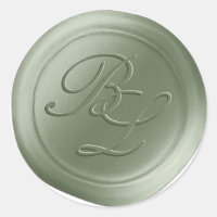 Sage Green Double Monogram Faux Wax Seal Stickers