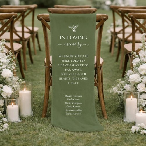 Sage Green Dove In Loving Memory Wedding Memorial Short Table Runner