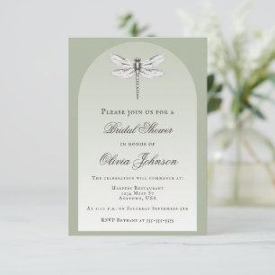 Sage Green Dragonfly Bridal Shower Invitation
