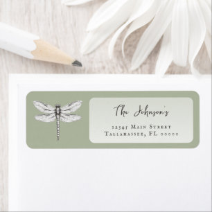 Sage Green Dragonfly Wedding Address Label