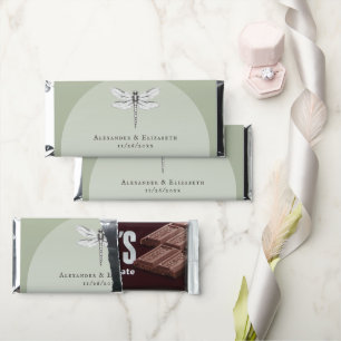 Sage Green Dragonfly Wedding Hershey Bar Favors