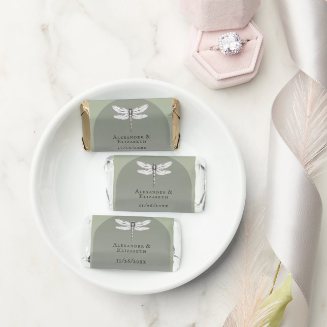 Sage Green Dragonfly Wedding Hershey's Miniatures (Wedding)
